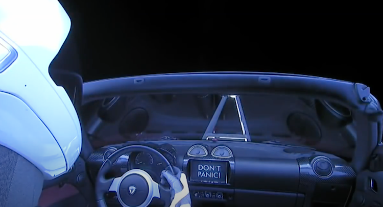 Tesla dashboard during rocket launch