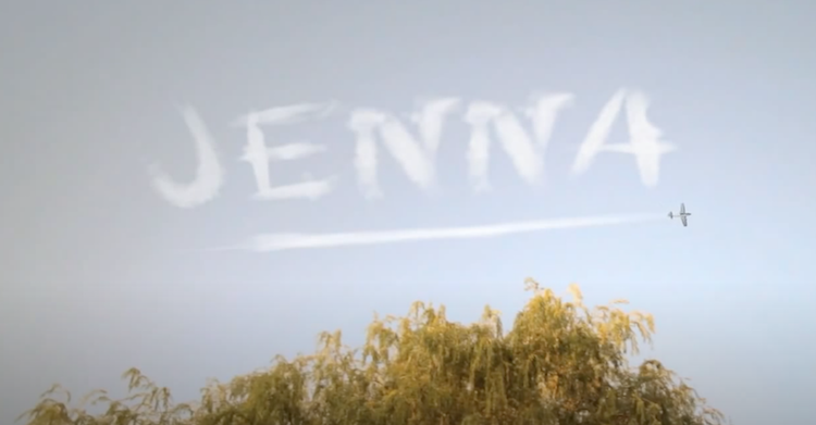 Name of Jenna in sky in sky writing 