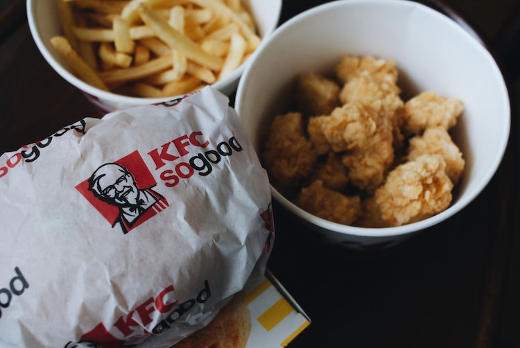 Bucket of KFC chicken and fries