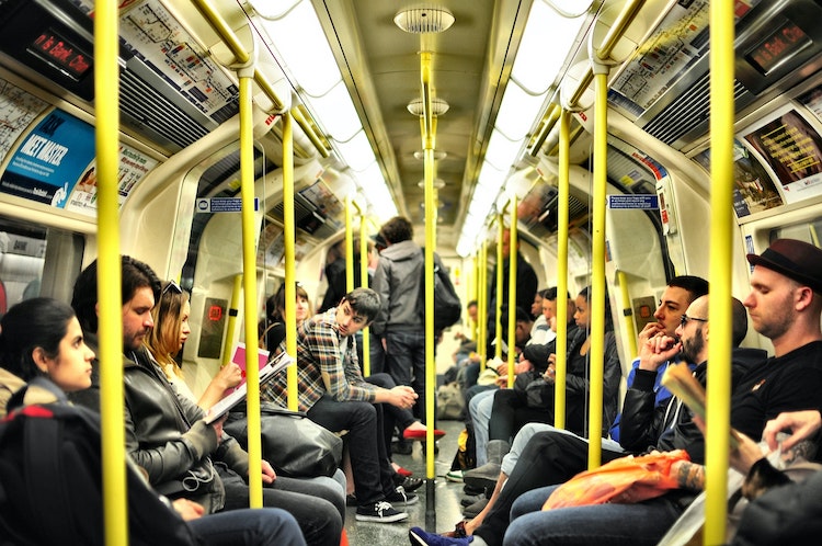 Commuters on London Underground Station