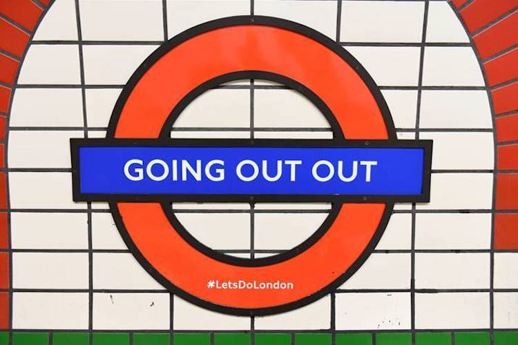 Going out out words on London Underground roundel