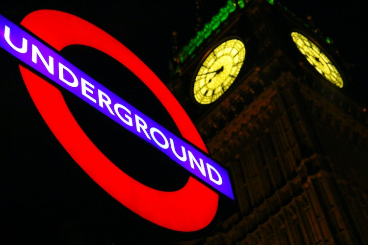 Illuminated London roundel at Big Ben